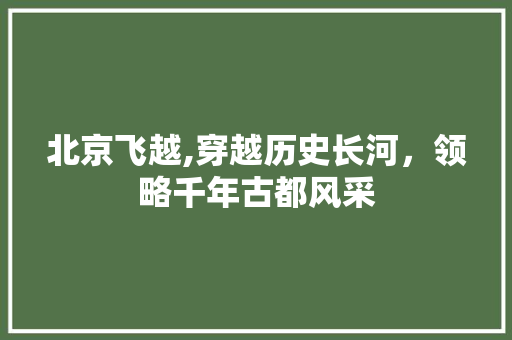 北京飞越,穿越历史长河，领略千年古都风采