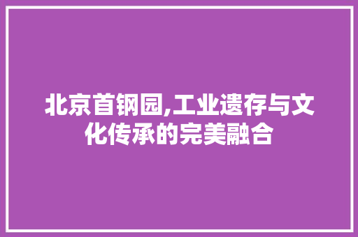 北京首钢园,工业遗存与文化传承的完美融合