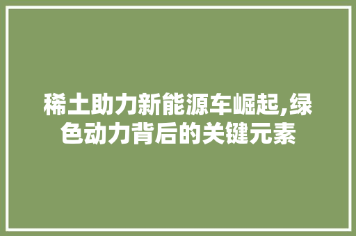 稀土助力新能源车崛起,绿色动力背后的关键元素