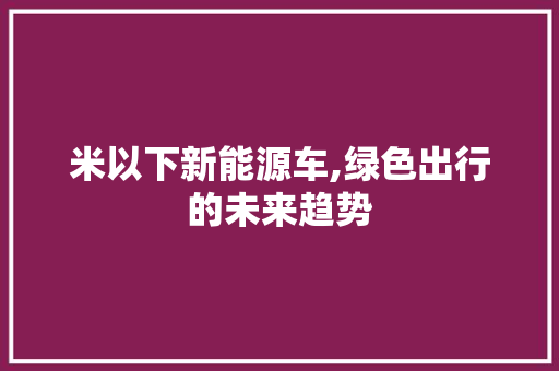 米以下新能源车,绿色出行的未来趋势