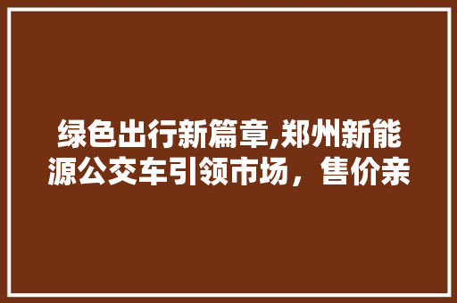 绿色出行新篇章,郑州新能源公交车引领市场，售价亲民显诚意