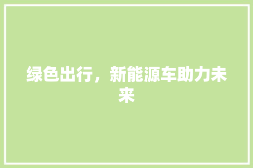 绿色出行，新能源车助力未来