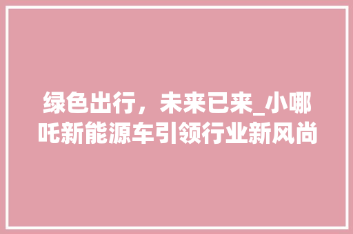 绿色出行，未来已来_小哪吒新能源车引领行业新风尚