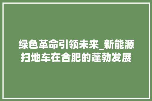 绿色革命引领未来_新能源扫地车在合肥的蓬勃发展