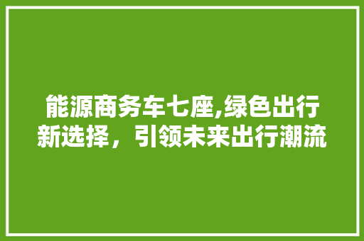 能源商务车七座,绿色出行新选择，引领未来出行潮流