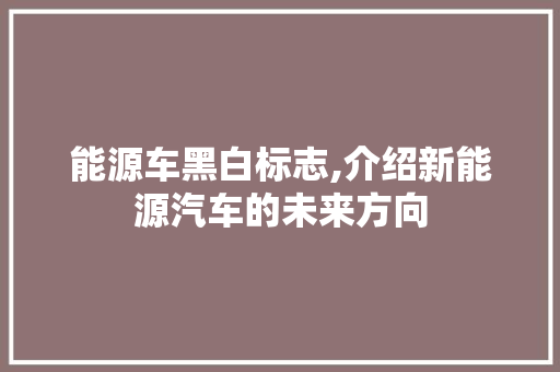 能源车黑白标志,介绍新能源汽车的未来方向