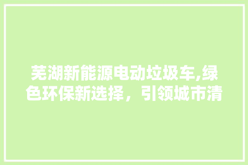 芜湖新能源电动垃圾车,绿色环保新选择，引领城市清洁革命