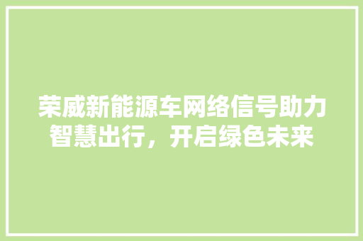 荣威新能源车网络信号助力智慧出行，开启绿色未来