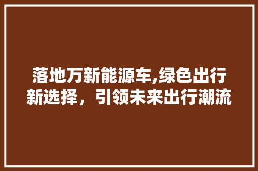 落地万新能源车,绿色出行新选择，引领未来出行潮流