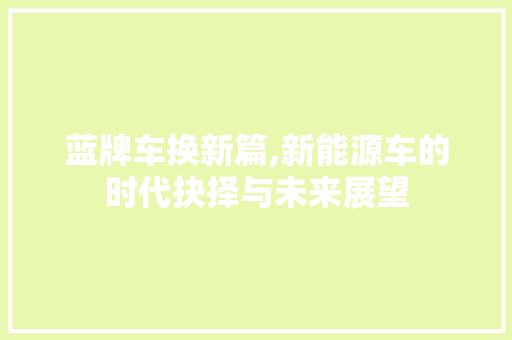 蓝牌车换新篇,新能源车的时代抉择与未来展望