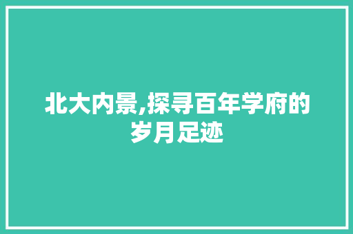 北大内景,探寻百年学府的岁月足迹