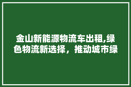 金山新能源物流车出租,绿色物流新选择，推动城市绿色发展