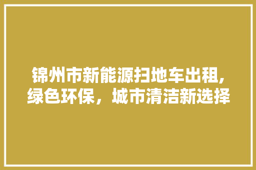 锦州市新能源扫地车出租,绿色环保，城市清洁新选择