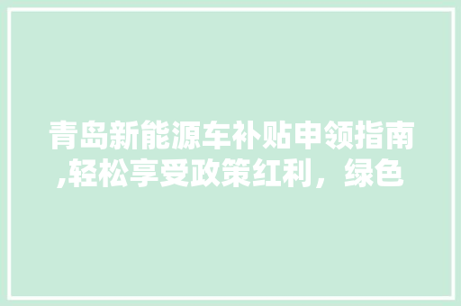 青岛新能源车补贴申领指南,轻松享受政策红利，绿色出行新选择