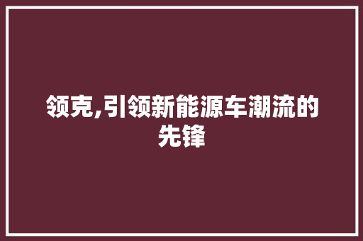 领克,引领新能源车潮流的先锋