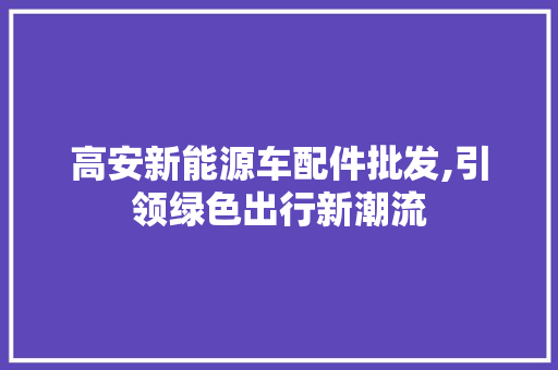 高安新能源车配件批发,引领绿色出行新潮流