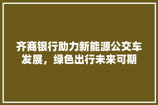 齐商银行助力新能源公交车发展，绿色出行未来可期