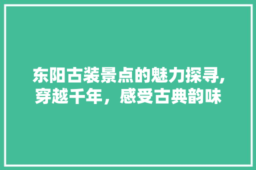 东阳古装景点的魅力探寻,穿越千年，感受古典韵味  第1张