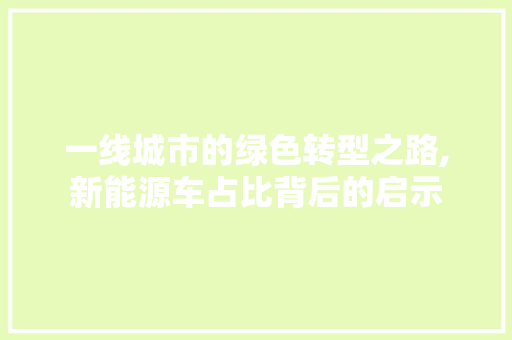 一线城市的绿色转型之路,新能源车占比背后的启示