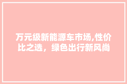 万元级新能源车市场,性价比之选，绿色出行新风尚