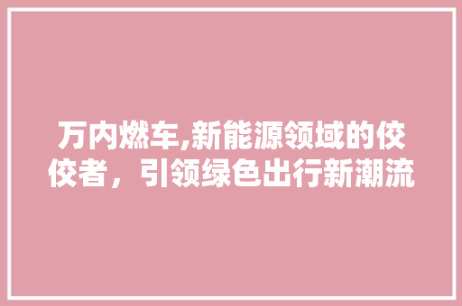 万内燃车,新能源领域的佼佼者，引领绿色出行新潮流