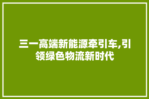 三一高端新能源牵引车,引领绿色物流新时代