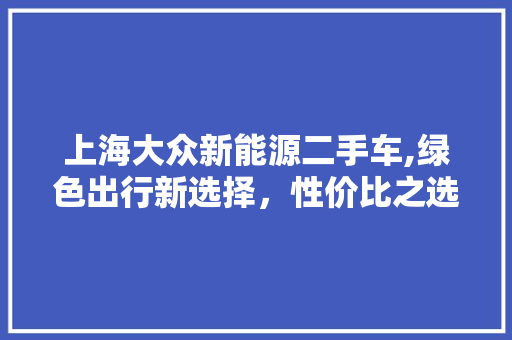 上海大众新能源二手车,绿色出行新选择，性价比之选