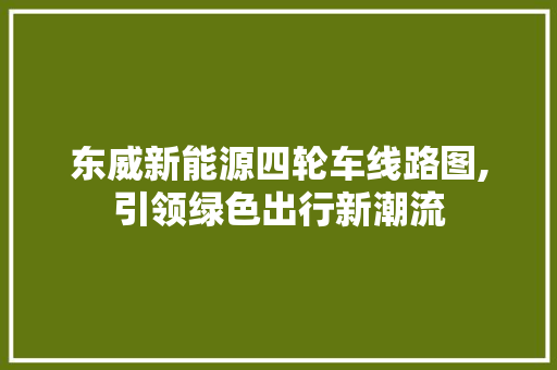 东威新能源四轮车线路图,引领绿色出行新潮流