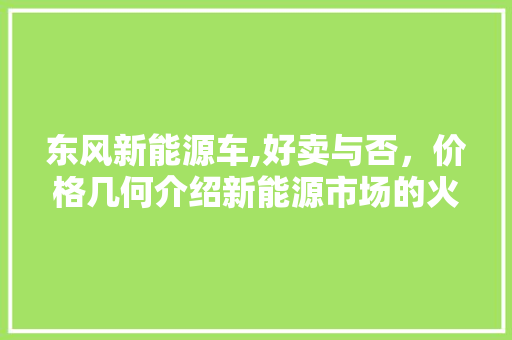 东风新能源车,好卖与否，价格几何介绍新能源市场的火热现状