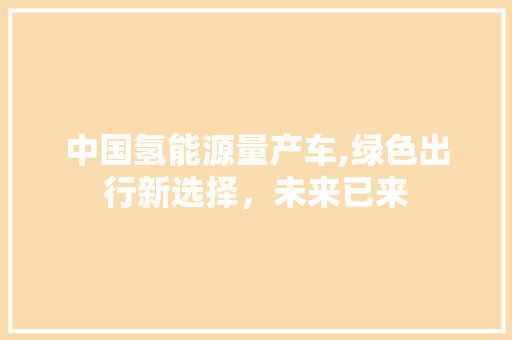 中国氢能源量产车,绿色出行新选择，未来已来