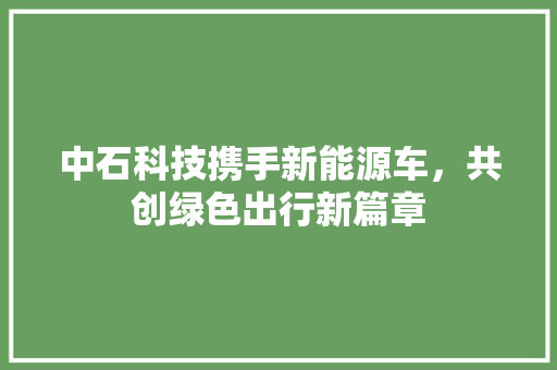 中石科技携手新能源车，共创绿色出行新篇章