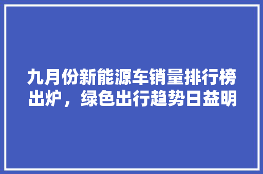 九月份新能源车销量排行榜出炉，绿色出行趋势日益明显