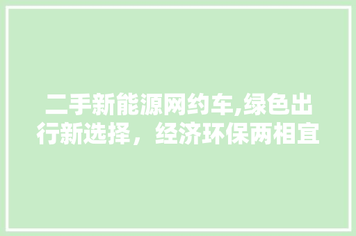 二手新能源网约车,绿色出行新选择，经济环保两相宜