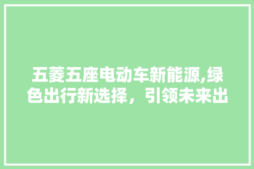 五菱五座电动车新能源,绿色出行新选择，引领未来出行潮流  第1张