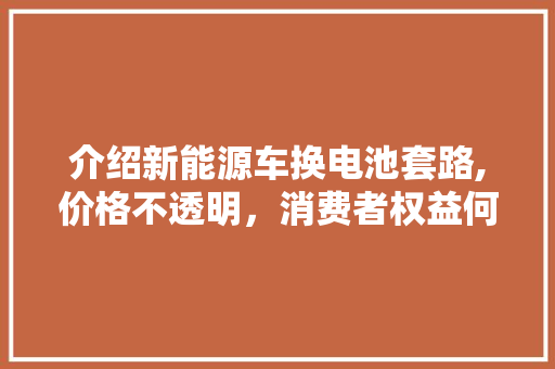 介绍新能源车换电池套路,价格不透明，消费者权益何在