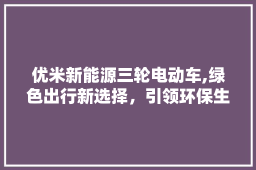 优米新能源三轮电动车,绿色出行新选择，引领环保生活潮流