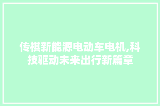 传祺新能源电动车电机,科技驱动未来出行新篇章