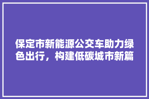 保定市新能源公交车助力绿色出行，构建低碳城市新篇章