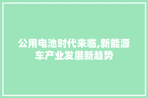 公用电池时代来临,新能源车产业发展新趋势