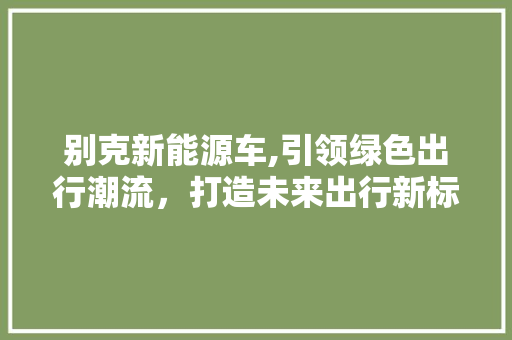 别克新能源车,引领绿色出行潮流，打造未来出行新标杆