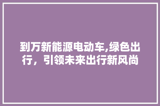 到万新能源电动车,绿色出行，引领未来出行新风尚