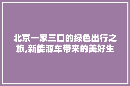 北京一家三口的绿色出行之旅,新能源车带来的美好生活