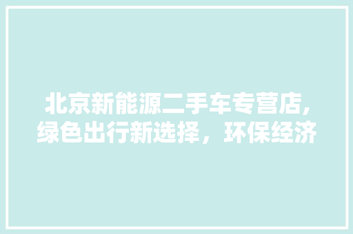 北京新能源二手车专营店,绿色出行新选择，环保经济两不误