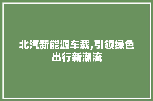 北汽新能源车载,引领绿色出行新潮流