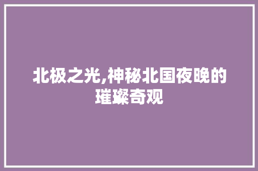 北极之光,神秘北国夜晚的璀璨奇观