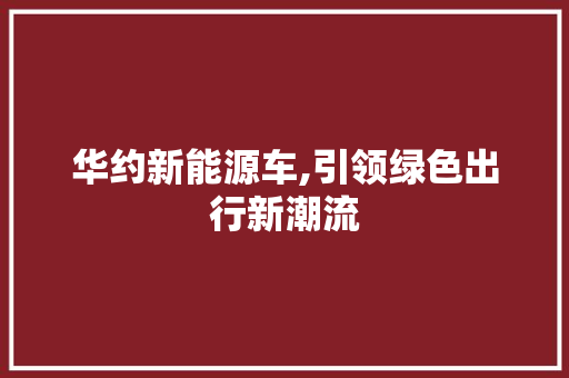 华约新能源车,引领绿色出行新潮流