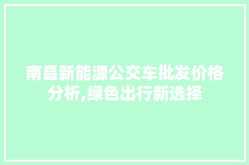 南昌新能源公交车批发价格分析,绿色出行新选择