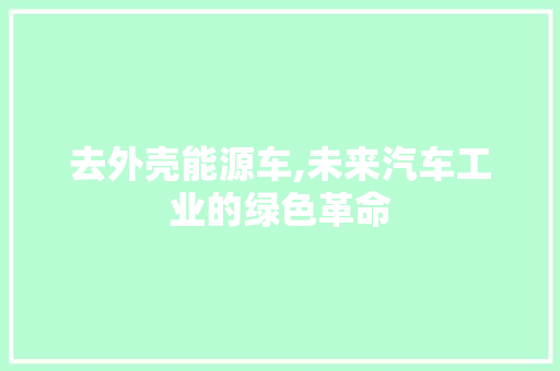 去外壳能源车,未来汽车工业的绿色革命