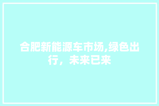 合肥新能源车市场,绿色出行，未来已来