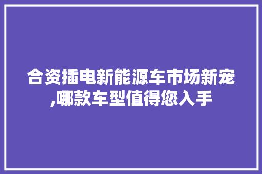 合资插电新能源车市场新宠,哪款车型值得您入手